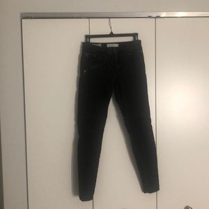 Off-Black Motorcycle Skinny Jeans with Zip Detail